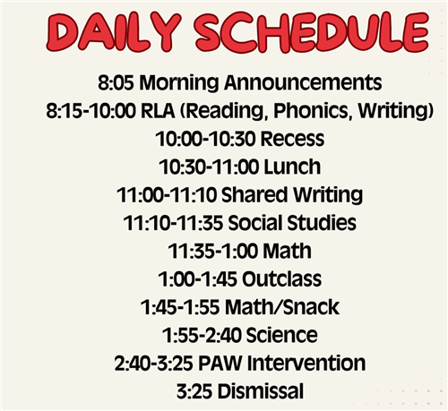 Kinder schedule